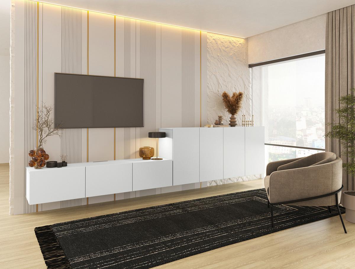 KOMODA NISKA NEWNIQ - biały, Design, materiał drewnopochodny (180/36,7/42cm) - Hom`in