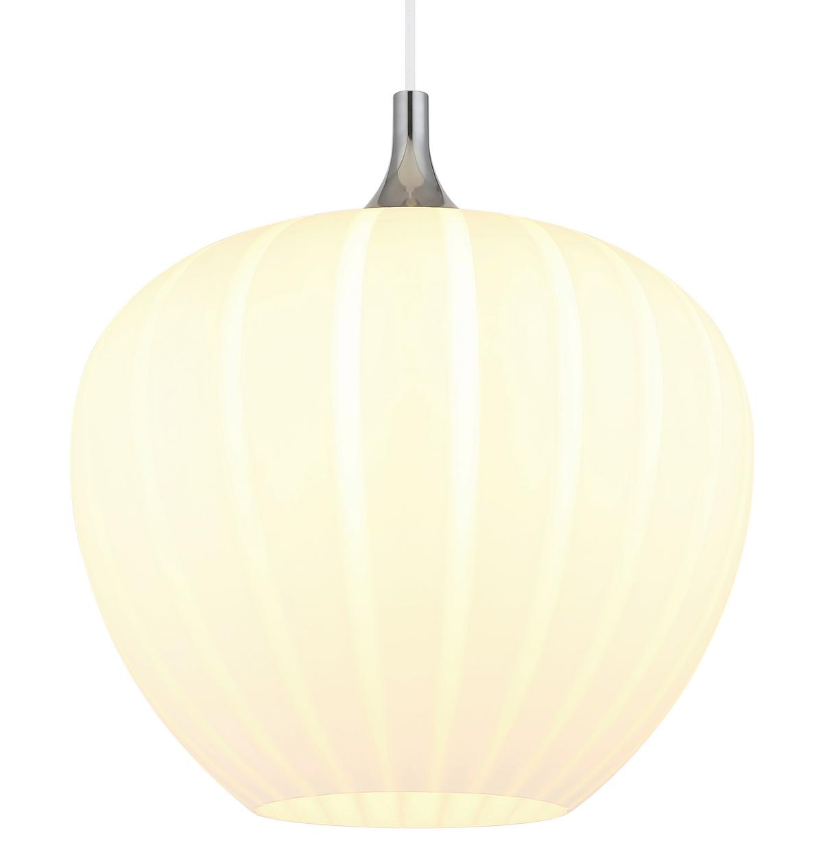 Hängeleuchte Maxy Weiß/Chromfarben max. 60 Watt - Chromfarben/Weiss, Konventionell, Glas/Metall (40/120cm) - Globo