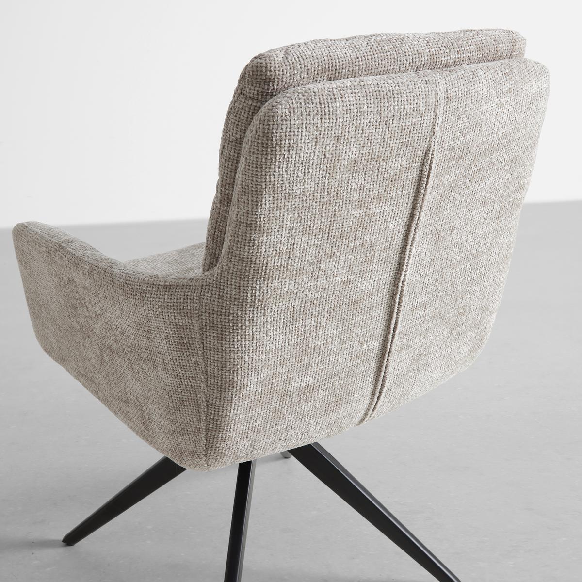 Armlehnstuhl Laurin Taupe Webstoff Drehbar Gepolstert - Taupe/Schwarz, MODERN, Holz/Textil (59/93/63cm) - Bessagi Home