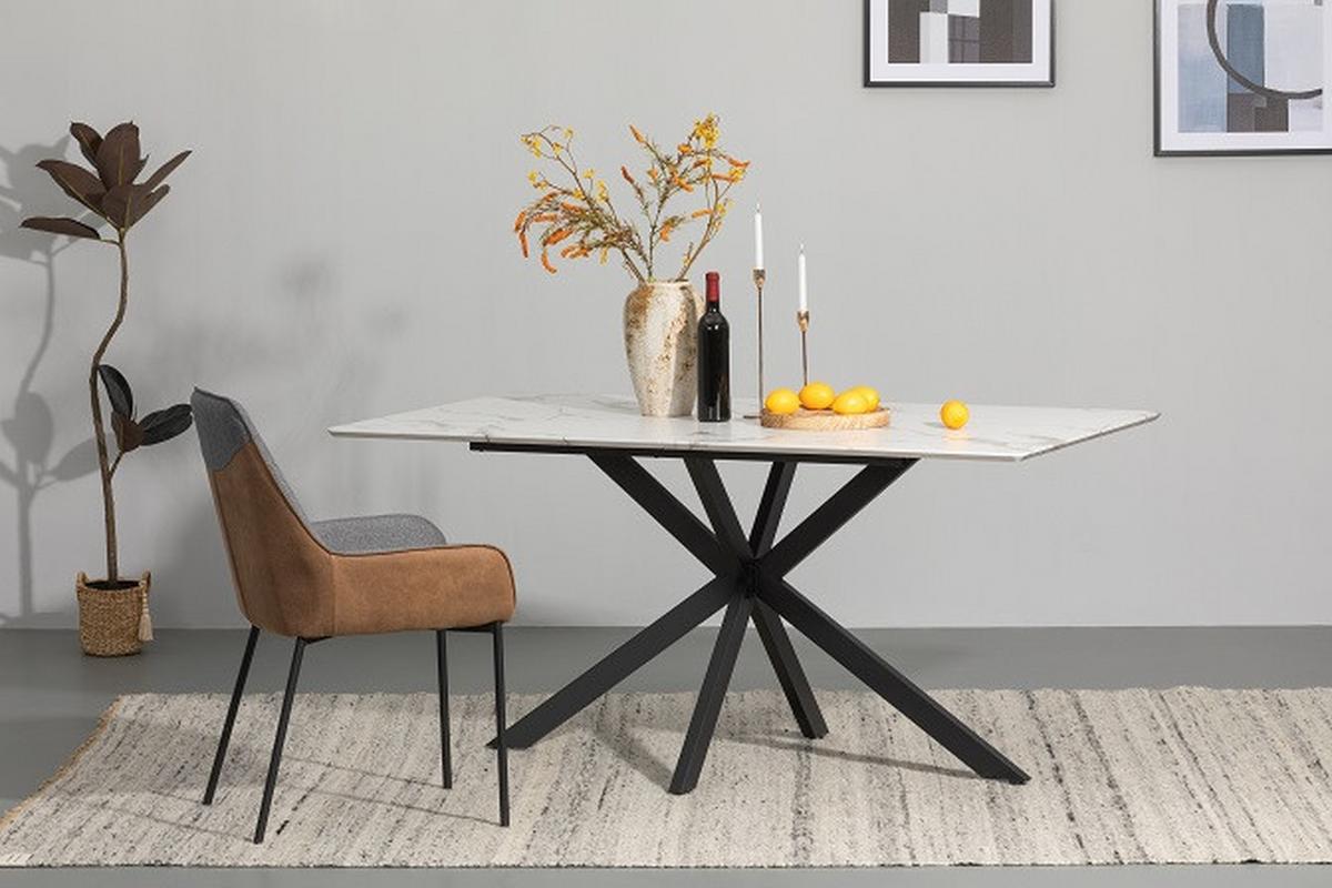 STÓŁ DO JADALNI ALBA - czarny/biały, Modern, materiał drewnopochodny/metal (160/90/76cm) - MID.YOU