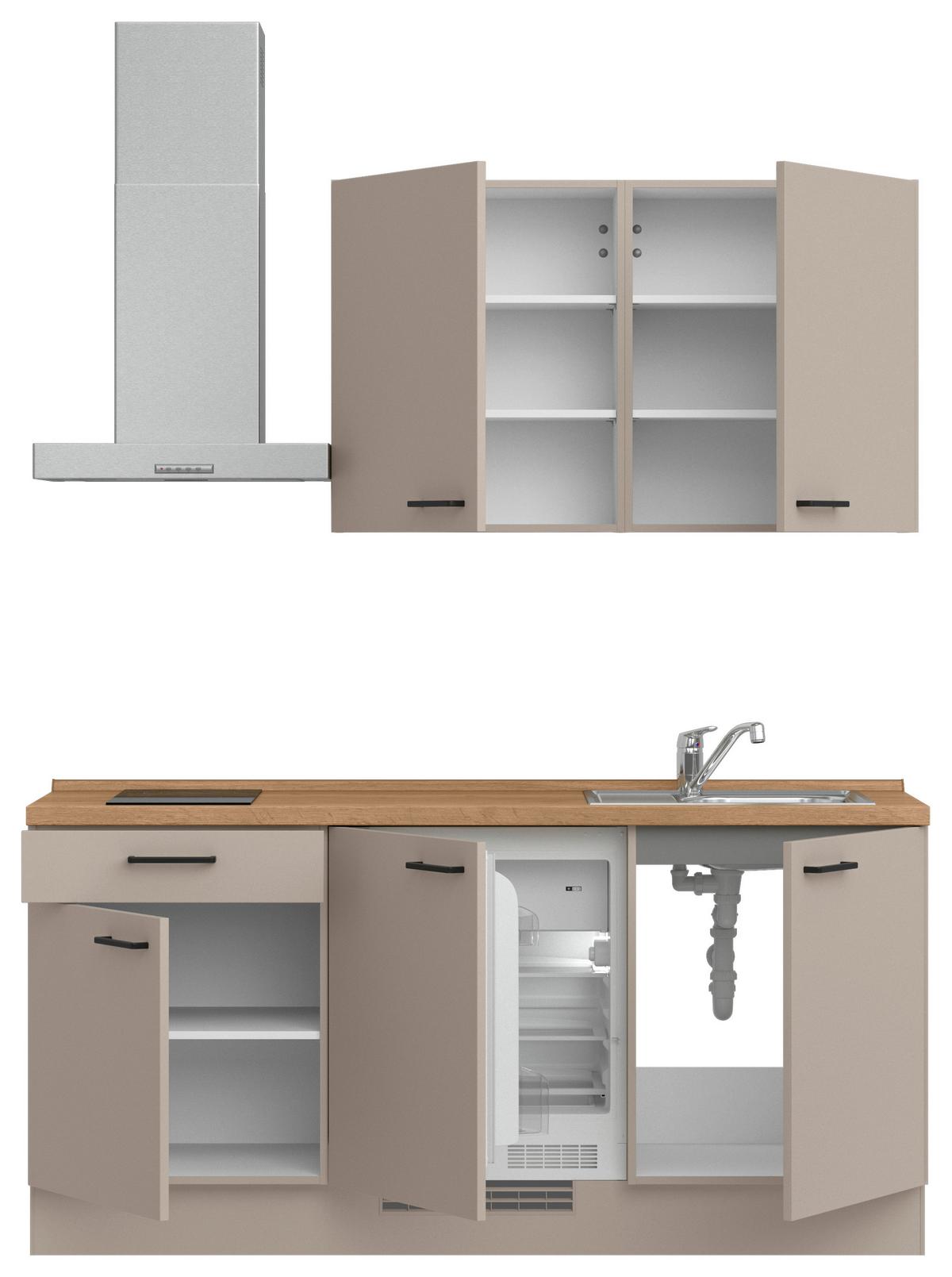 Küchenleerblock Easytouch Low o. Geräte Sandfarben - Sandfarben/Eichefarben, MODERN, Holzwerkstoff/Metall (180cm) - Nobilia