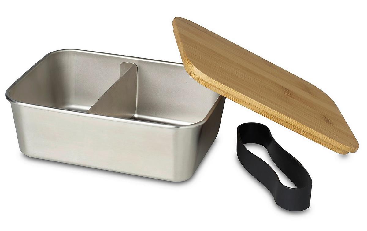 Lunchbox Ew-Lb-1720 - ezüstszínű, Basics, fa/fém (20/15/7,5cm) - Echtwerk