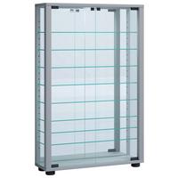 Vitrine Lumo ca. 59x91x18 cm Silber - Silberfarben/Schwarz, MODERN, Glas/Holzwerkstoff (59/91,3/18cm) - MID.YOU