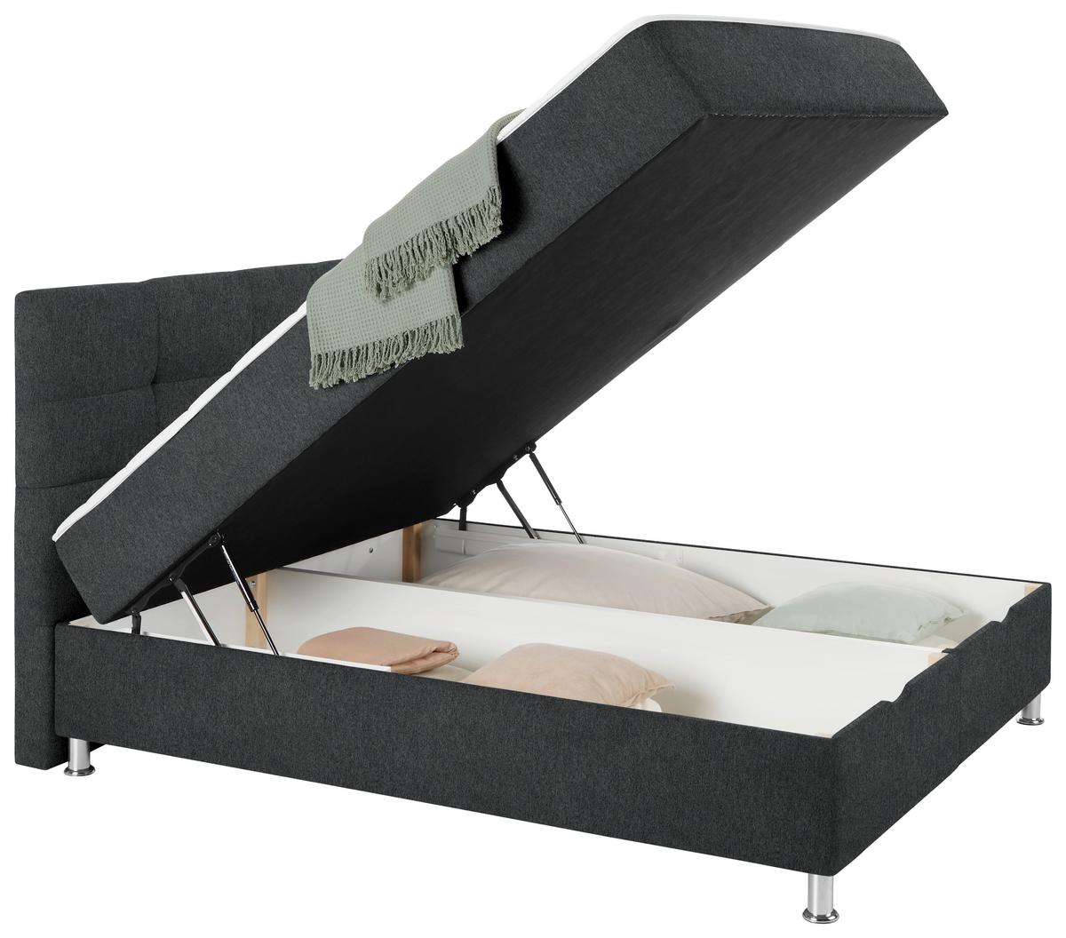Boxbett Oviedo 180 in Anthrazit ca. 180x200cm - Anthrazit, KONVENTIONELL, Textil/Metall (180/200cm) - Mömax