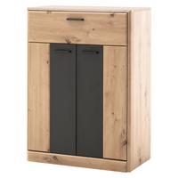 Cipősszekrény Calais - tölgyfa színű/antracit, Modern, faalapú anyag/fém (69/96/39cm) - Premium Living