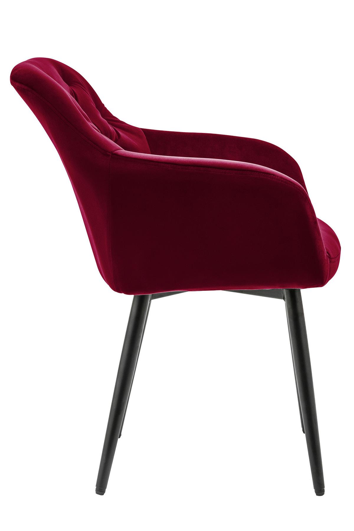 Naslanjač Samt, Rdeča - rdeča/črna, Moderno, kovina/tekstil (61/85/45cm) - MID.YOU