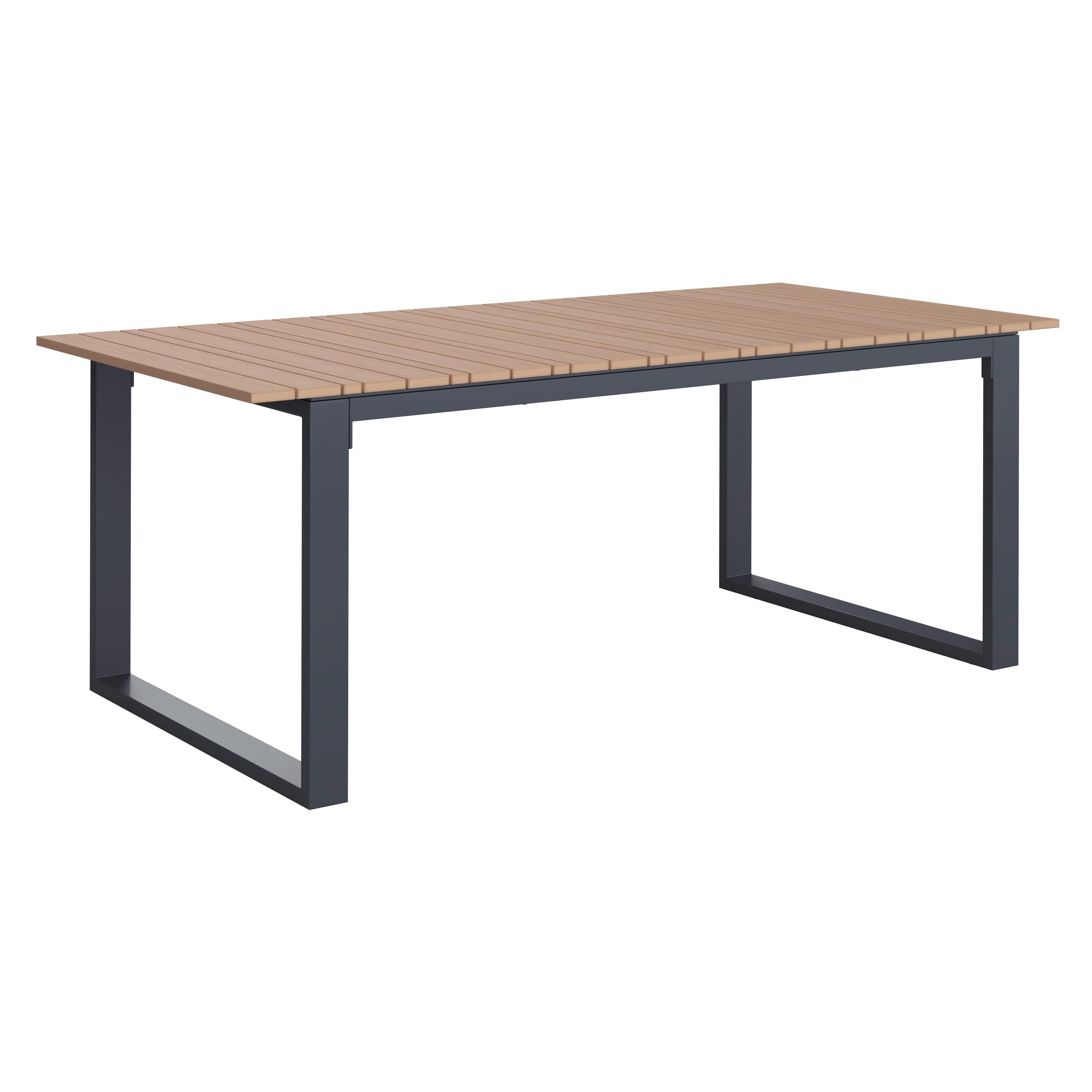 Gartentisch Ruby Teakfarben Dunkelgrau ca. 210x75x100cm - Dunkelgrau/Teakfarben, MODERN, Kunststoff/Metall (210/75/100cm) - Bessagi Garden