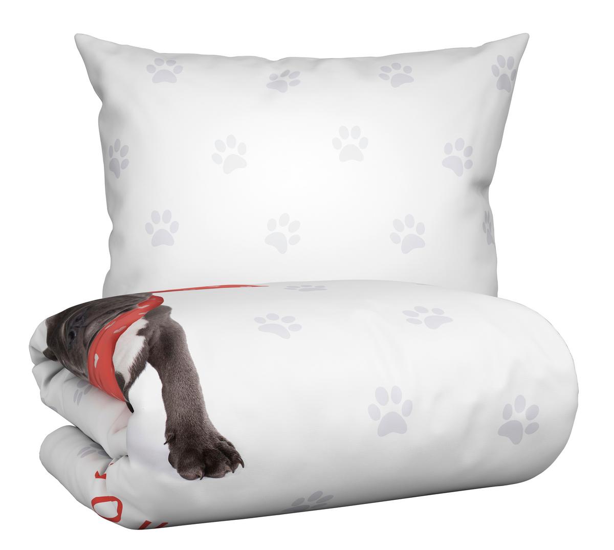 Ágyneműhuzat-garnitúra Doggy - fehér, textil (140/200cm) - Modern Living