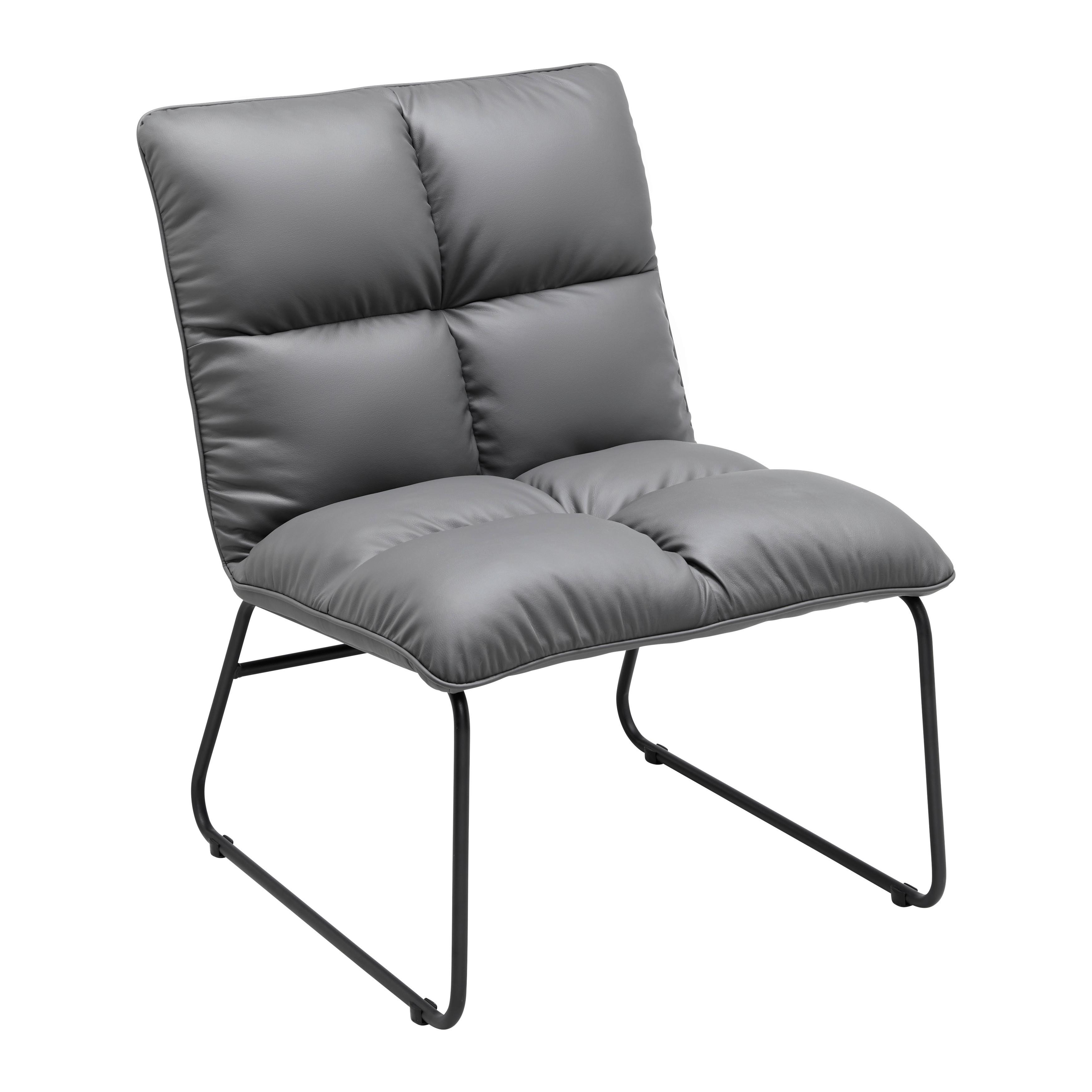 Relaxsessel Eleina Grau Lederlook - Schwarz/Grau, MODERN, Textil/Metall (71/82/70cm) - Bessagi Home