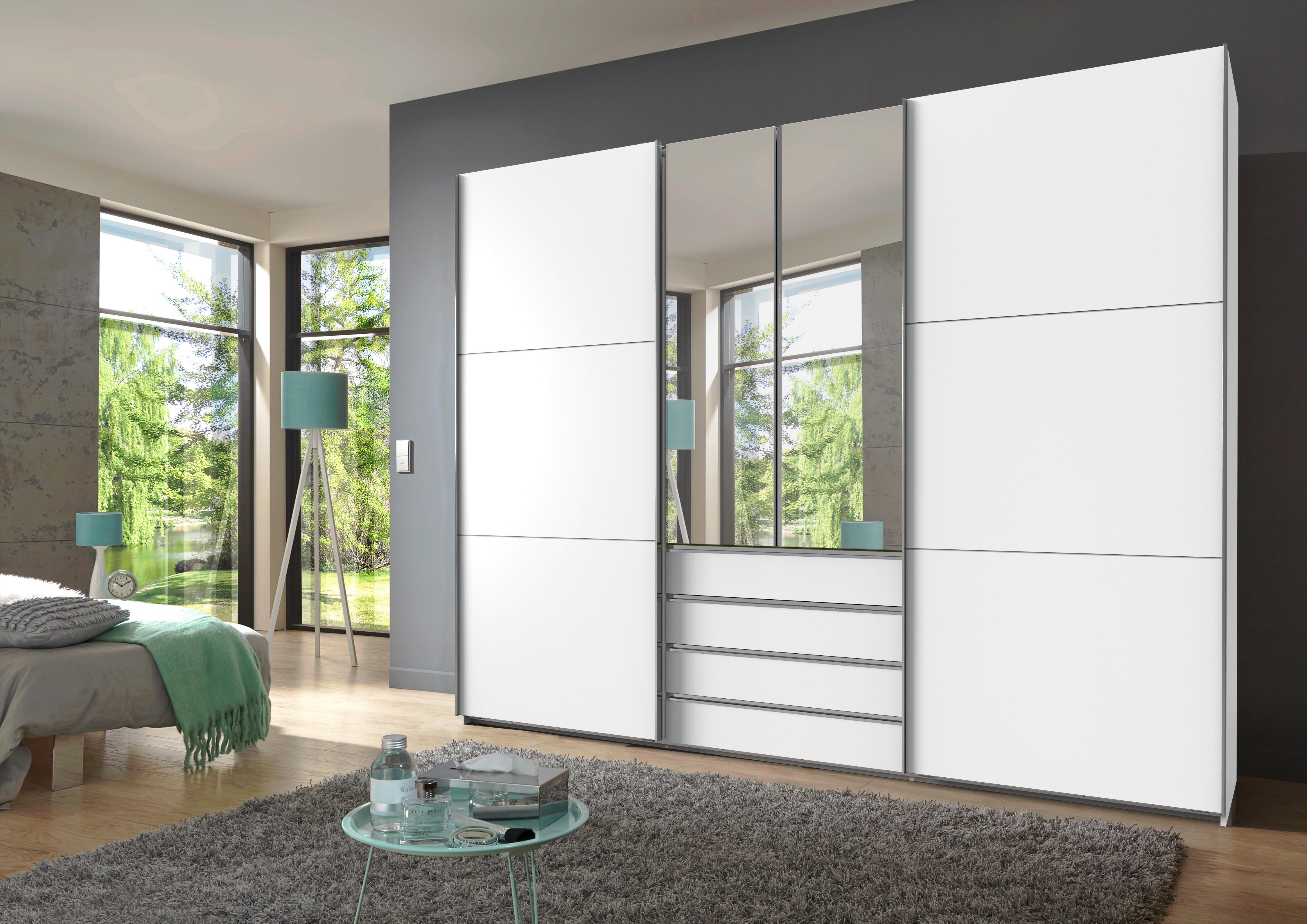 DULAP USI CULISANTE MAGIC - argintiu/alb, Modern, material pe bază de lemn (300/236/65cm) - Premium Living