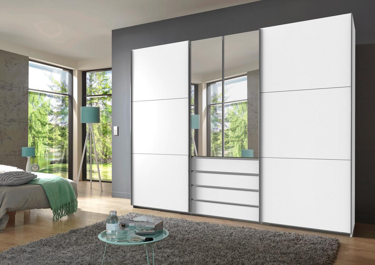 DULAP USI CULISANTE MAGIC - argintiu/alb, Modern, material pe bază de lemn (300/236/65cm) - Premium Living