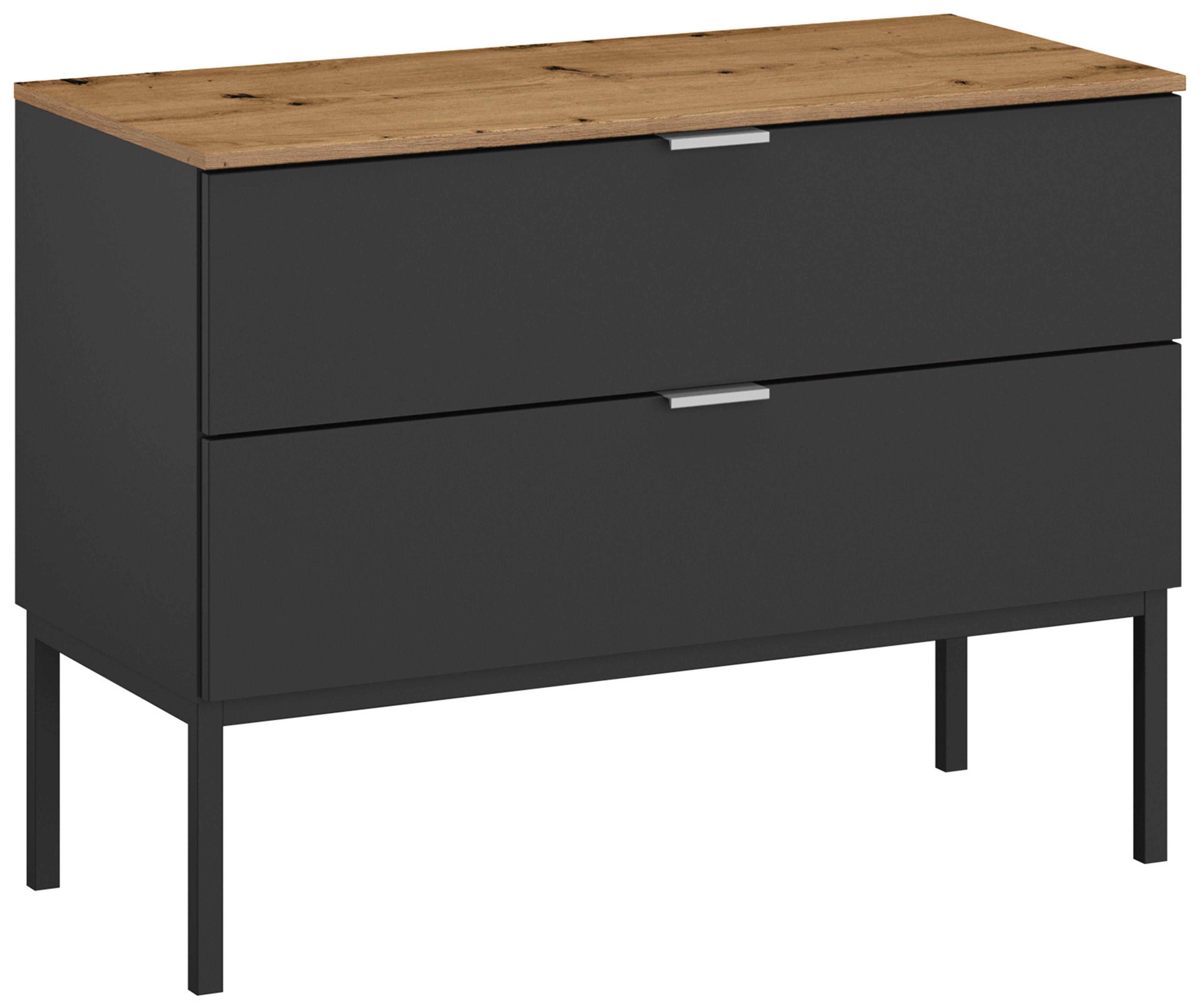 Komoda Lima, Barva Grafita, Barva Hrasta - barve aluminija/barve grafita, Trend, kovina/umetna masa (80/61/42cm) - Stylife