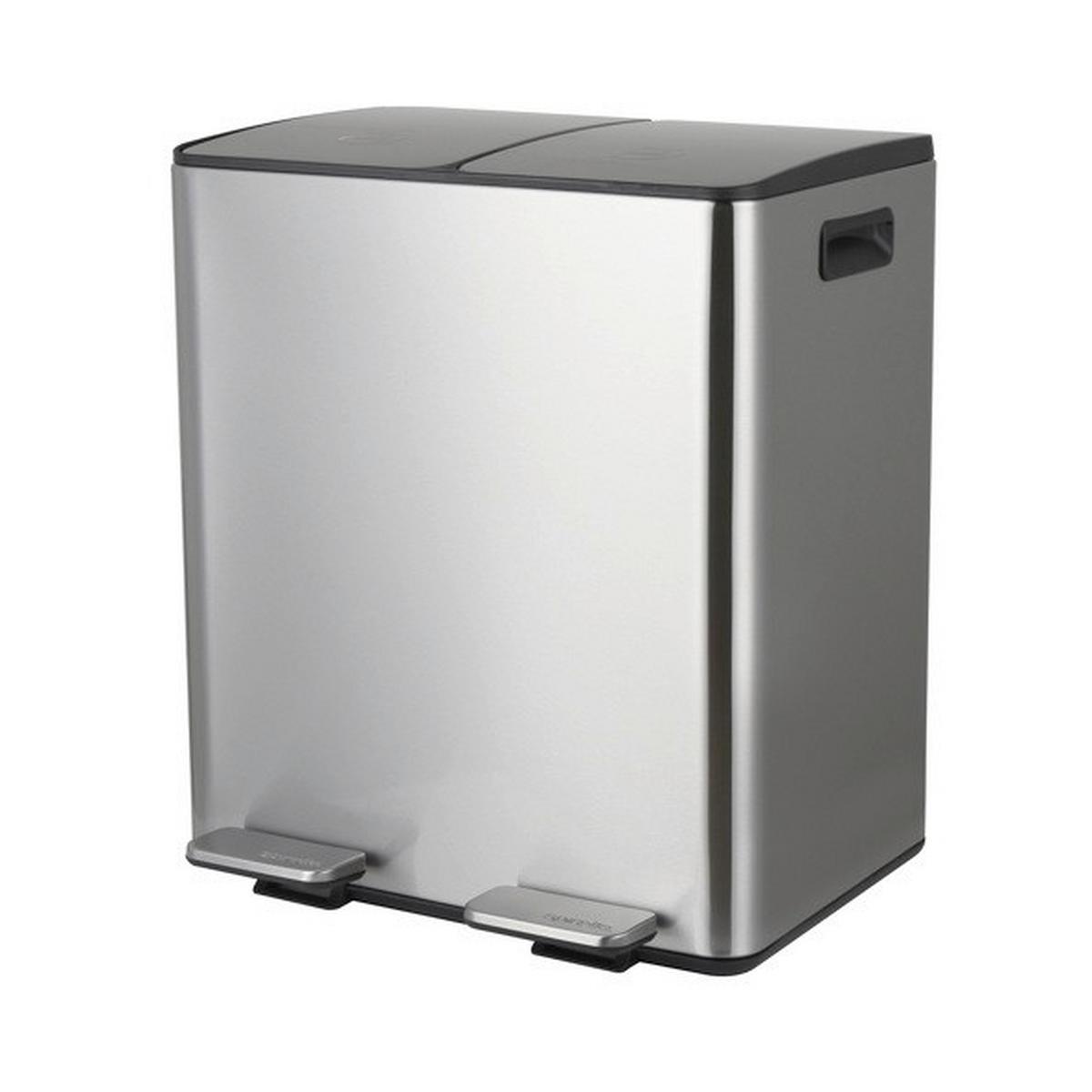 Treteimer Aliya Brushed - Silberfarben/Schwarz, Basics, Kunststoff/Metall (45/30/51cm) - Spirella