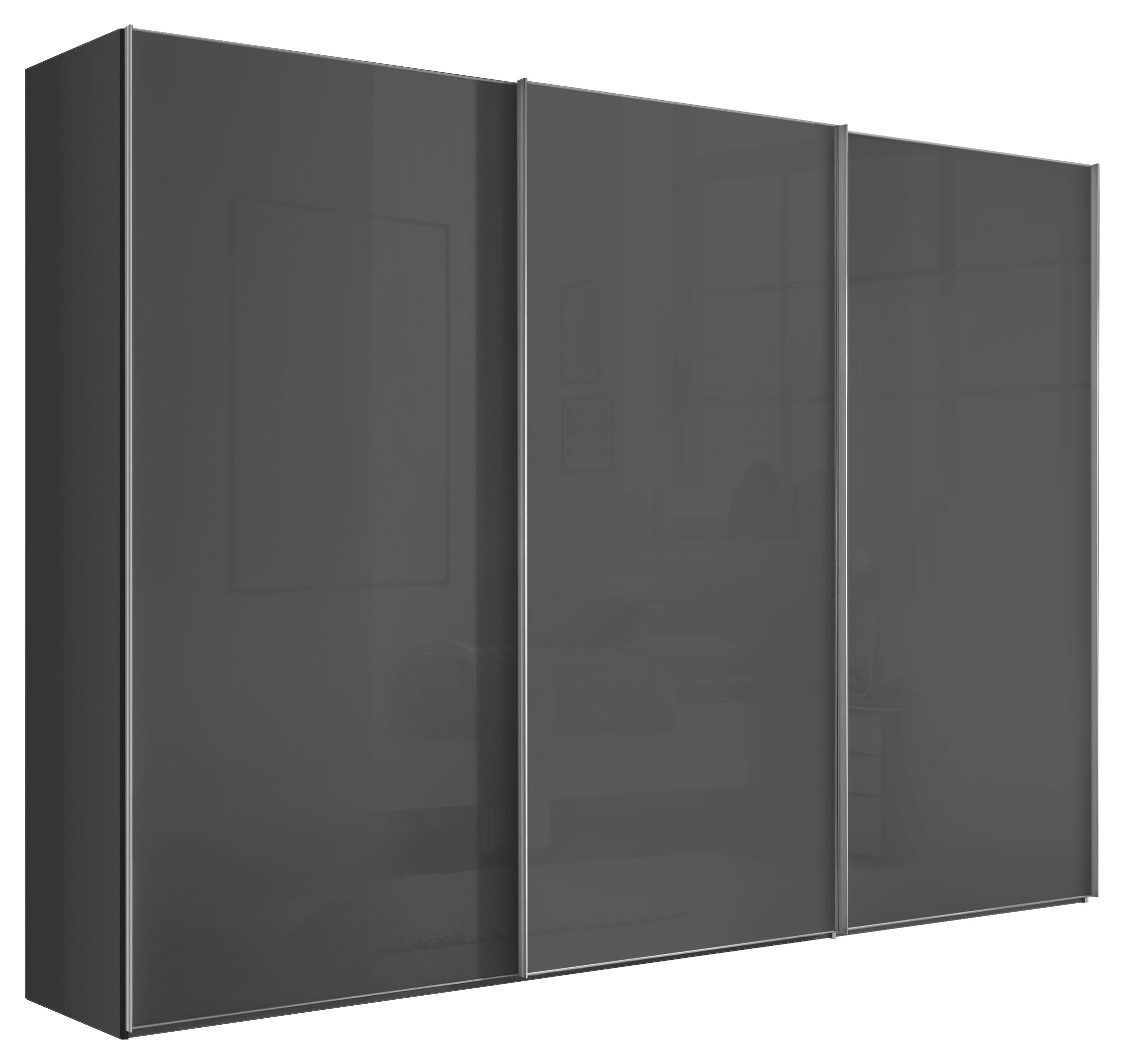 Schwebetürenschrank Lumos Dunkelgrau - Dunkelgrau/Alufarben, Konventionell, Glas/Holzwerkstoff (249/222/68cm) - Based