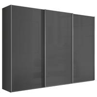 Schwebetürenschrank Lumos Dunkelgrau - Dunkelgrau/Alufarben, Konventionell, Glas/Holzwerkstoff (249/222/68cm) - Based
