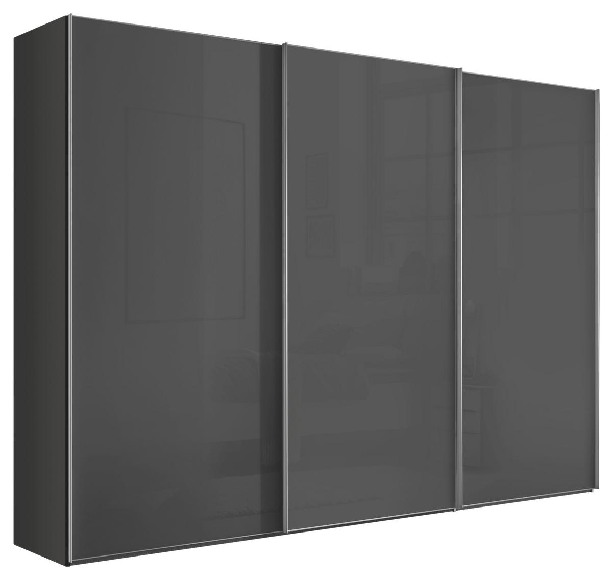 Schwebetürenschrank Lumos Dunkelgrau - Dunkelgrau/Alufarben, Konventionell, Glas/Holzwerkstoff (249/222/68cm) - Based