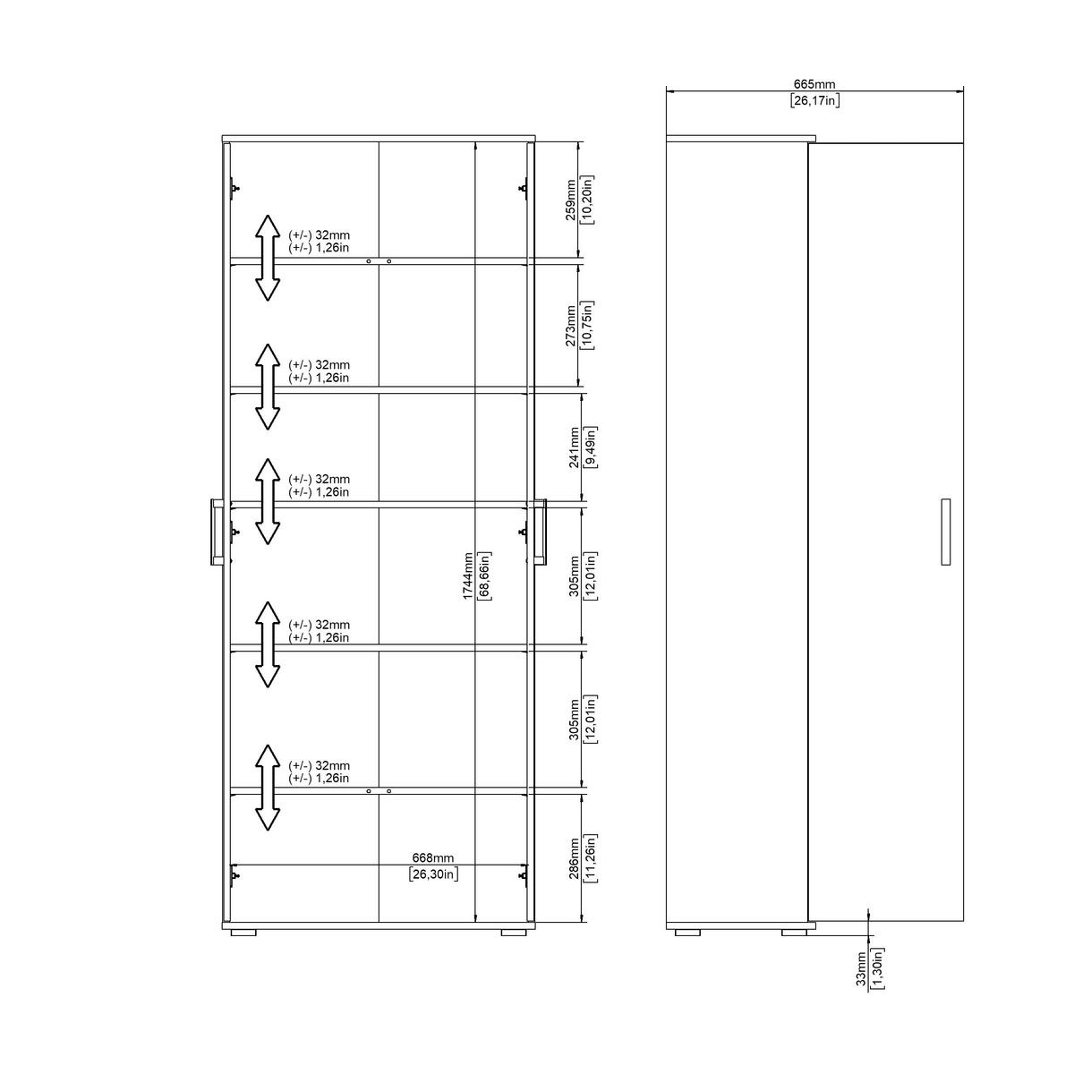 Mehrzweckschrank Jimmy I Weiß - Weiß, KONVENTIONELL, Holzwerkstoff (70/178.9/33,4cm) - Mömax