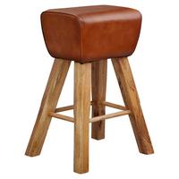 Barhocker WL6.011 ca. 43x75 cm Braun/Echtleder - Braun, Natur, Leder/Holz (43/75/29,5cm) - MID.YOU