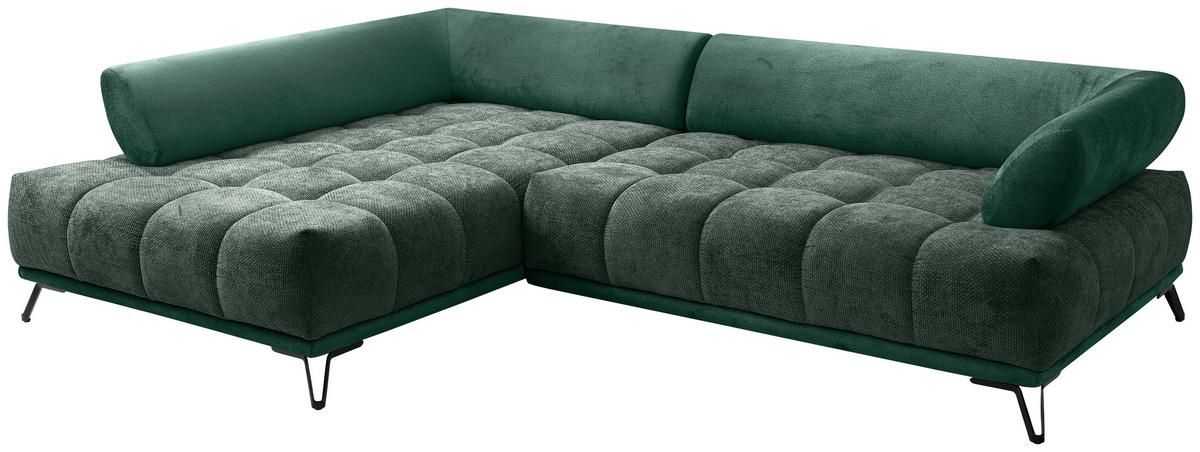 Ugaona Garnitura Largo N - tamnozelena/crna, Moderno, tekstil/metal (184/262cm) - Modern Living