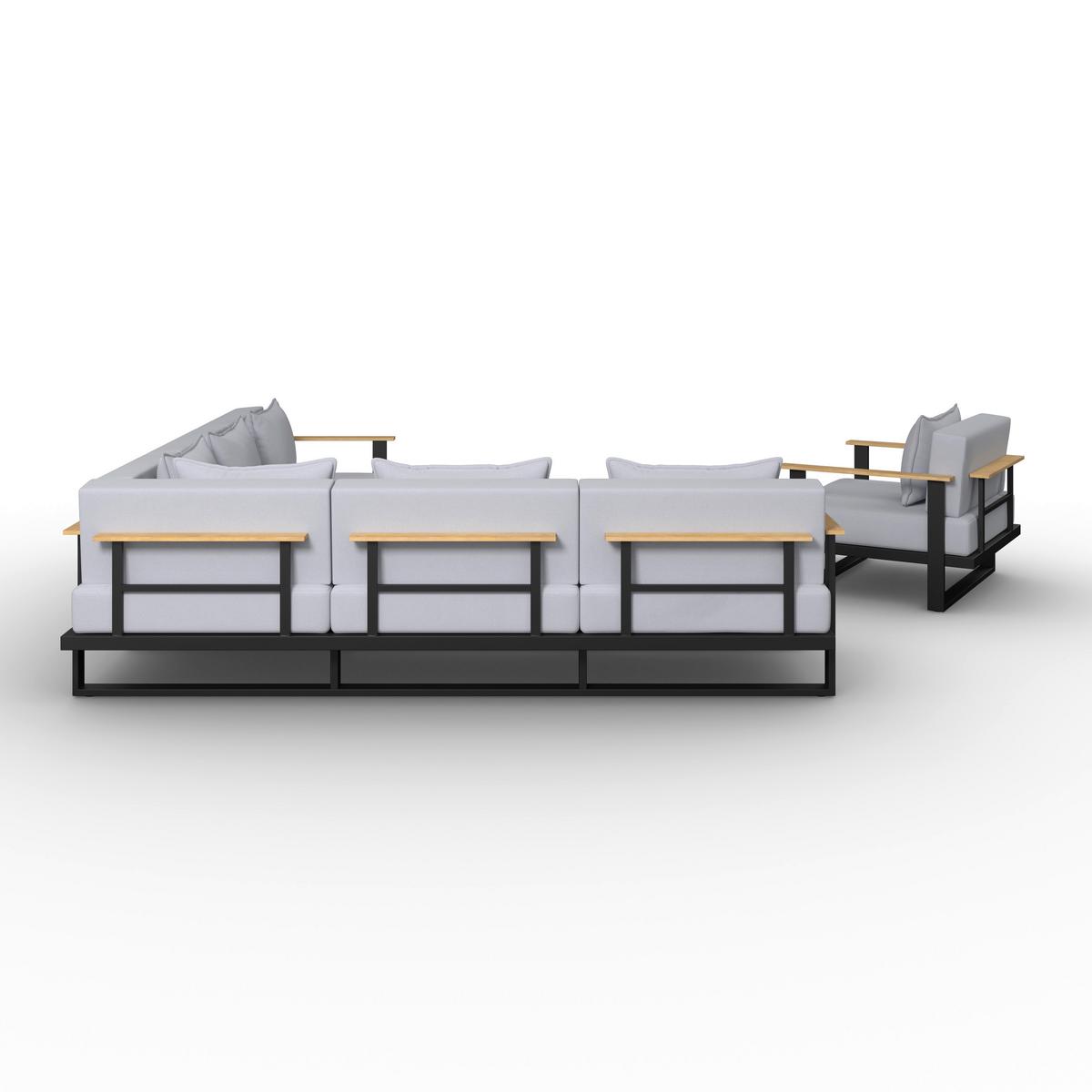 Lounge Garnitura Fabrizia, Siva, 4-Delno - siva, Moderno, kovina/tekstil - Bessagi Garden