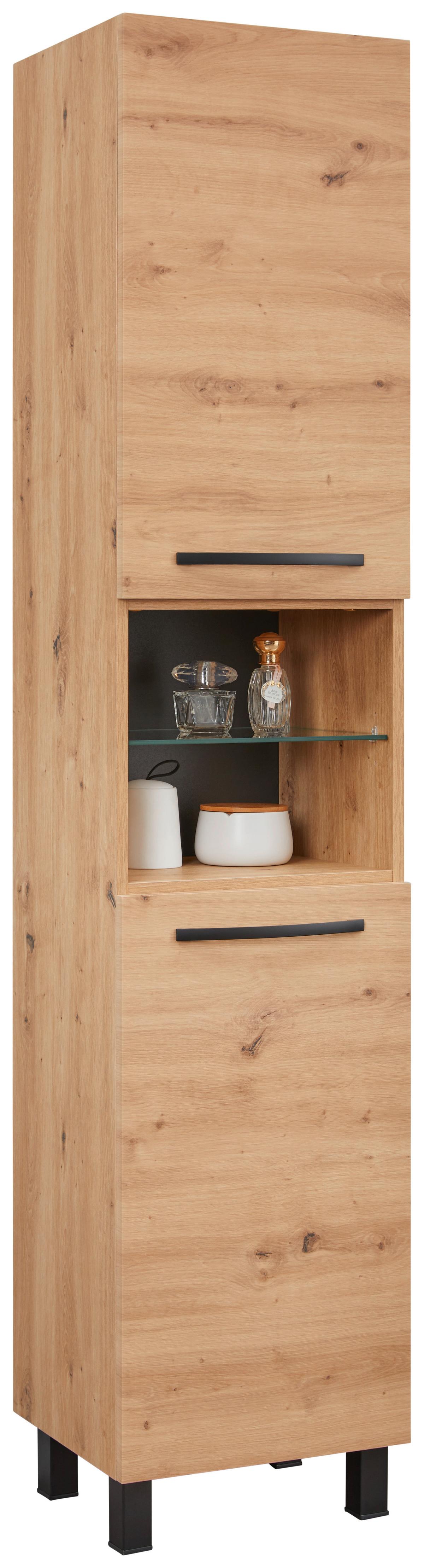 armoire haute in Eiche Artisan - Schwarz/Eiche Artisan, Modern, Glas/Holzwerkstoff (40/180/190/35cm) - Mömax