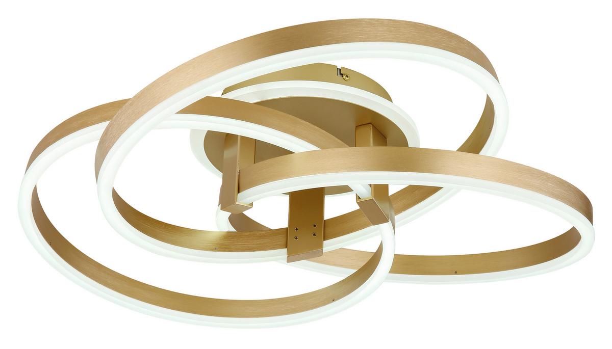 Stropna Led-svetilka Herwig, S Sijalko - zlate barve/opal, Design, kovina/umetna masa (60/57,5/20cm)