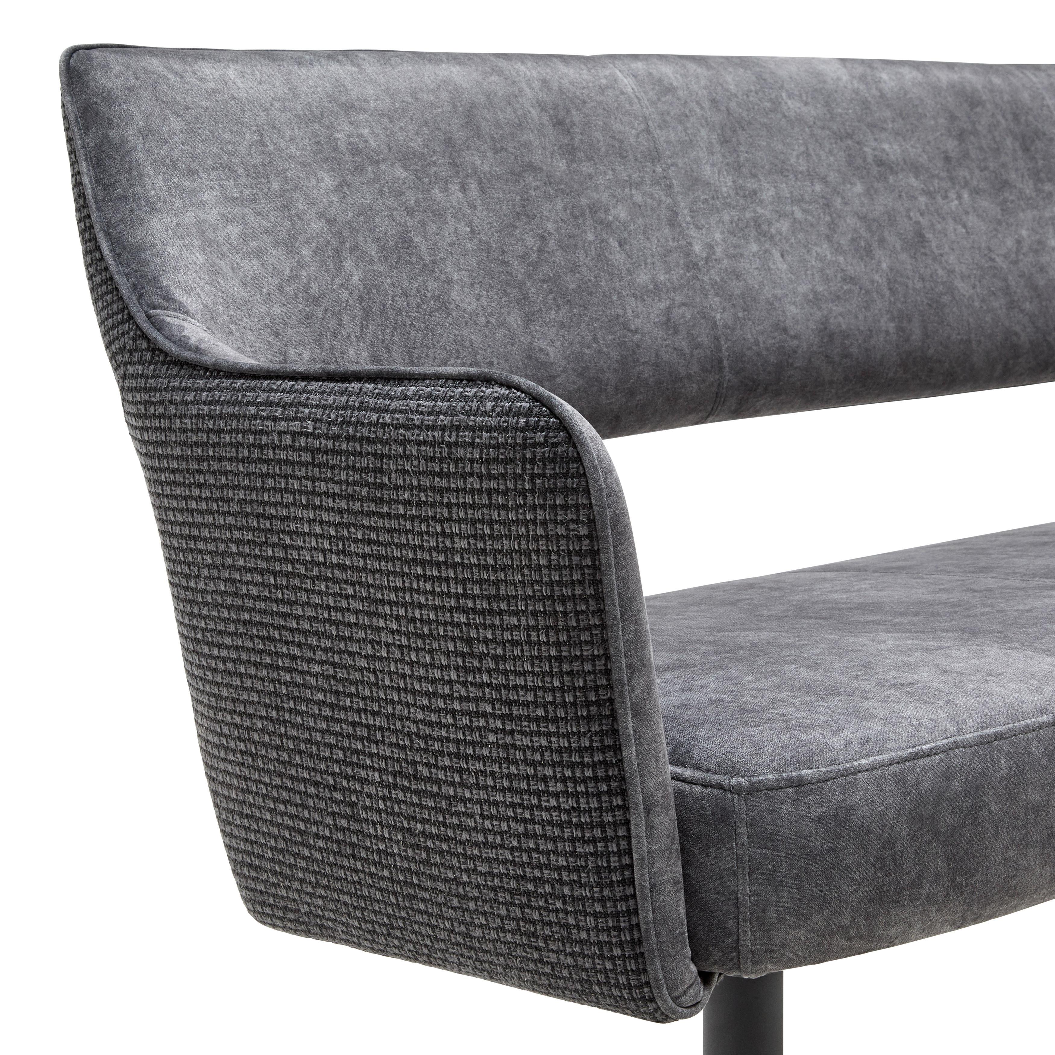 SITTBÄNK VALLETTA - svart/antracit, Modern, metall/textil (170/85/61cm) - Premium Living