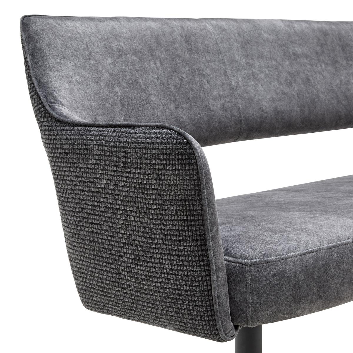 Sitbank Valletta Anthrazit/Schwarz - Anthrazit/Schwarz, MODERN, Textil/Metall (170/85/61cm) - Premium Living