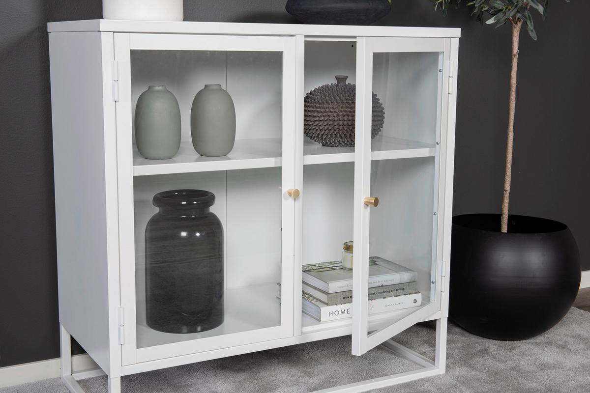 SIDEBOARD BAKAL - Weiß, Design, Glas/Metall (85/85/40cm) - Livetastic