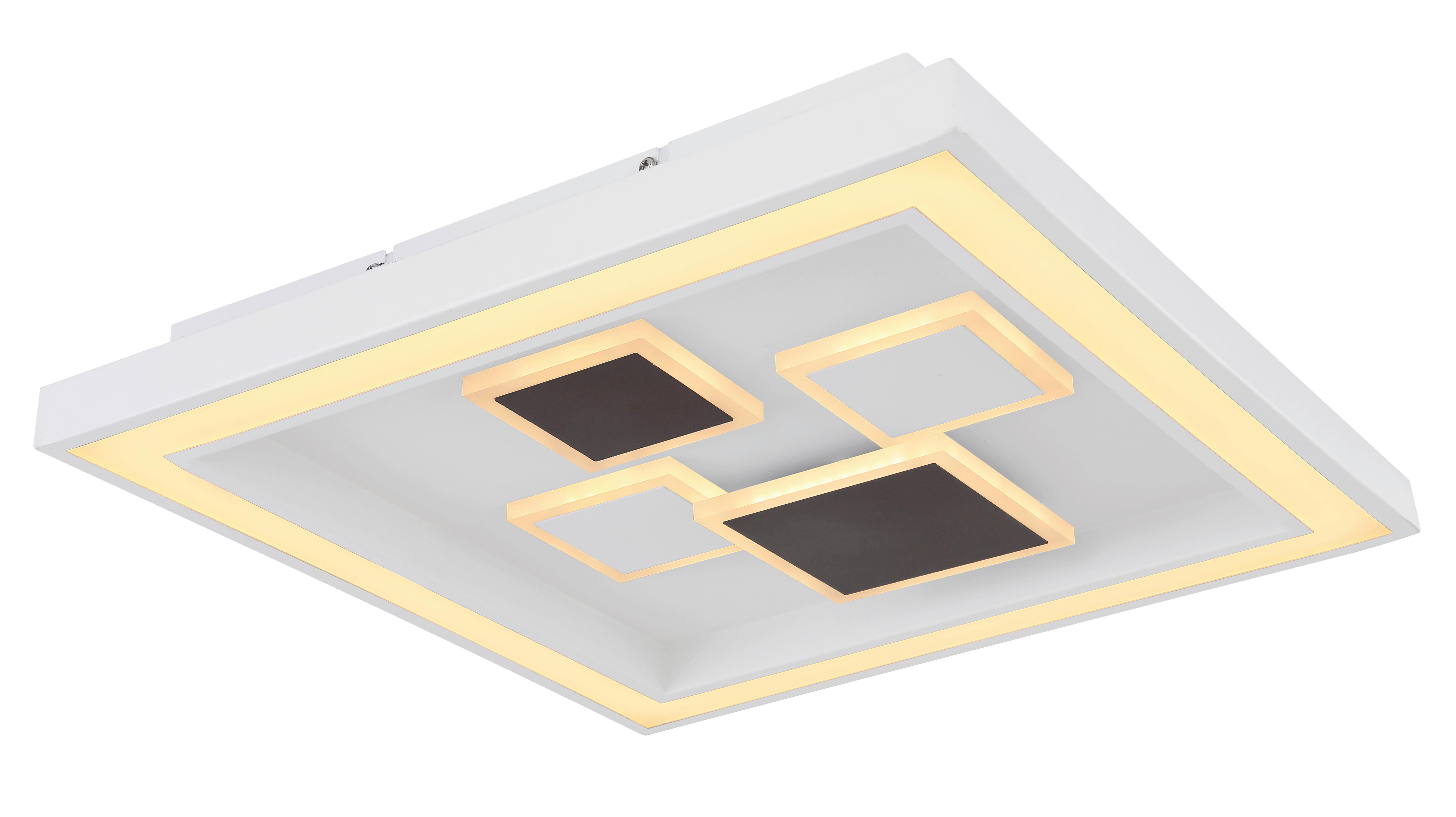 LED-Deckenleuchte Nolo Opal/Weiß max. 50 Watt - Anthrazit/Opal, Design, Kunststoff/Metall (48/48/7cm) - Globo