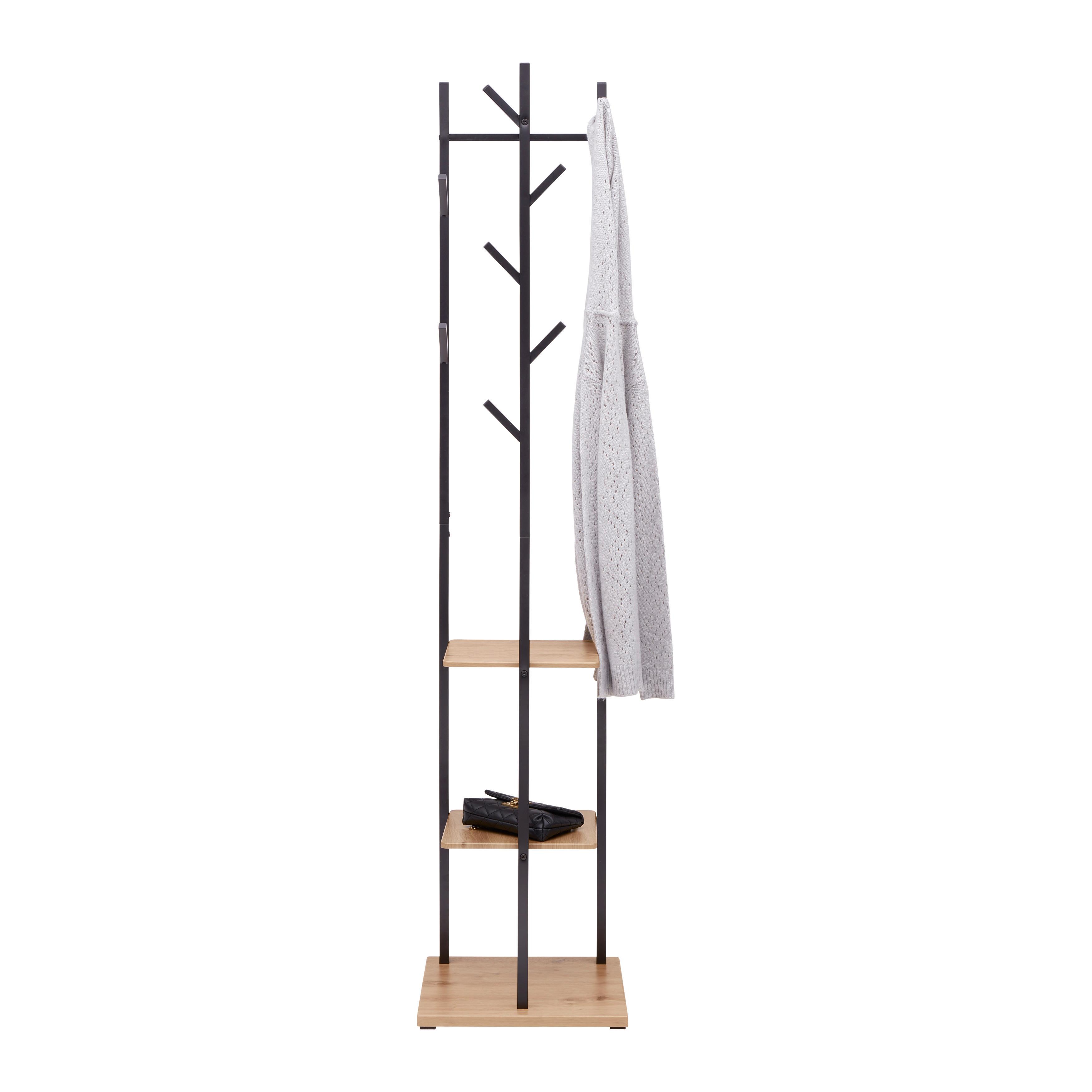 KLÄDHÄNGARE LUGO -EXKLUSIV- - svart, Modern, metall/trämaterial (40/182/40cm) - Mömax