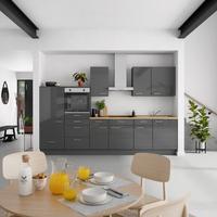 Küchenblock Flash Low m. Geräten Schieferfarben - Schieferfarben/Edelstahlfarben, MODERN, Holzwerkstoff/Metall (330cm) - Nobilia