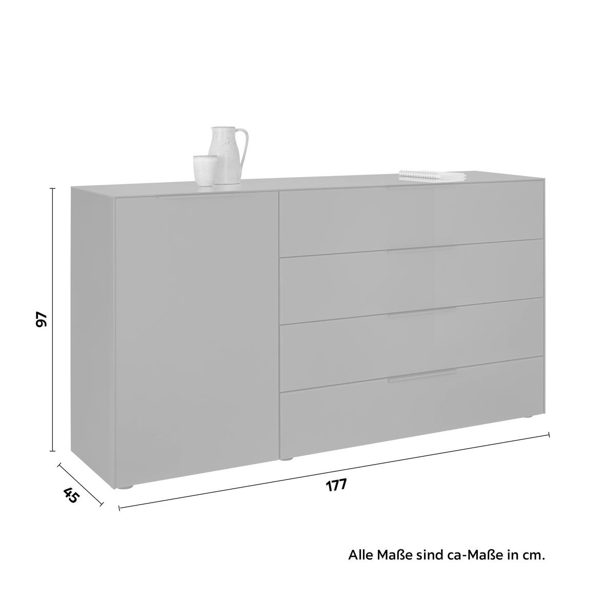 Comodă cu uși Max Box - antracit, Modern, sticlă/material pe bază de lemn (177/97/45cm) - Premium Living