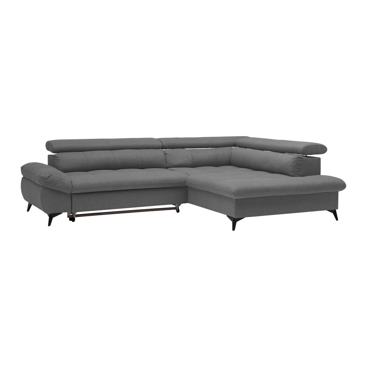 Wohnlandschaft Alberto Anthrazit - Anthrazit/Schwarz, MODERN, Textil/Metall (296/201cm) - Mömax