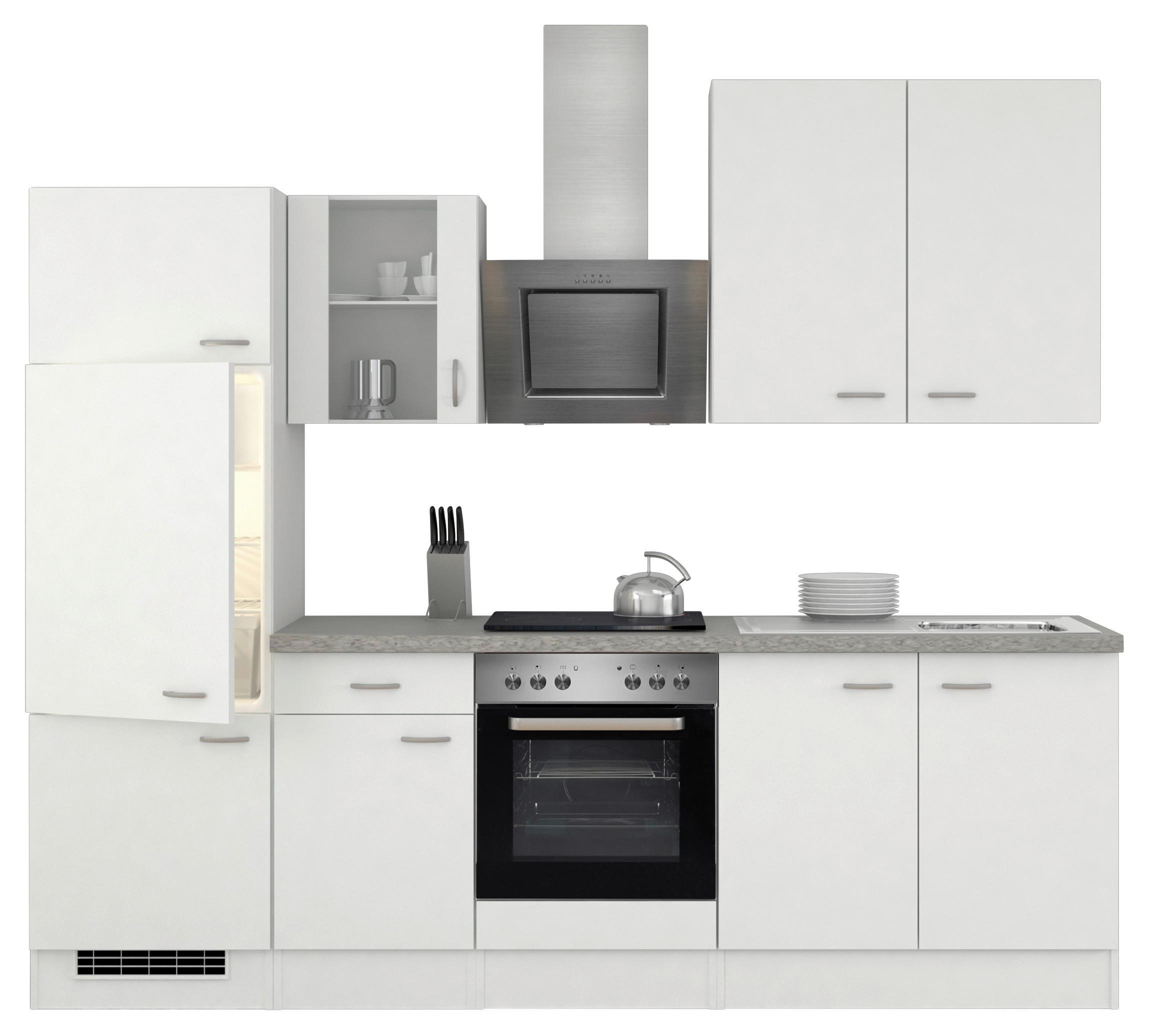 Kuhinjski Blok Z Aparati Wito, Bela - barve nerjavečega jekla/bela, Moderno, umetna masa/steklo (270cm) - FlexWell