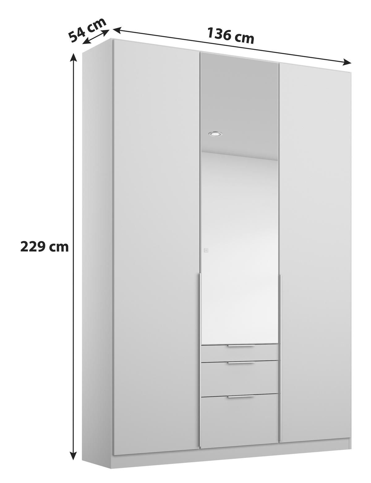 Dulap cu uși rotative ALABAMA - argintiu/gri deschis, Modern, material pe bază de lemn (136/229/54cm)