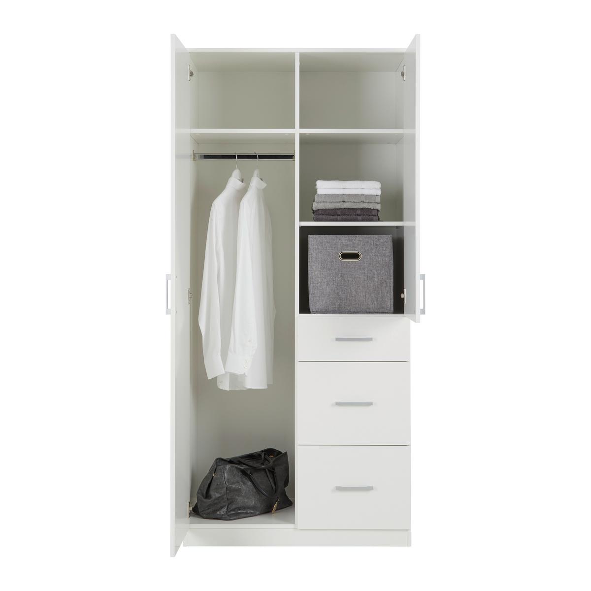 Drehtürenschrank Lasse 2T in Weiß ca. 90x197x55cm - Weiß, KONVENTIONELL, Holz (90/197/55cm) - Mömax
