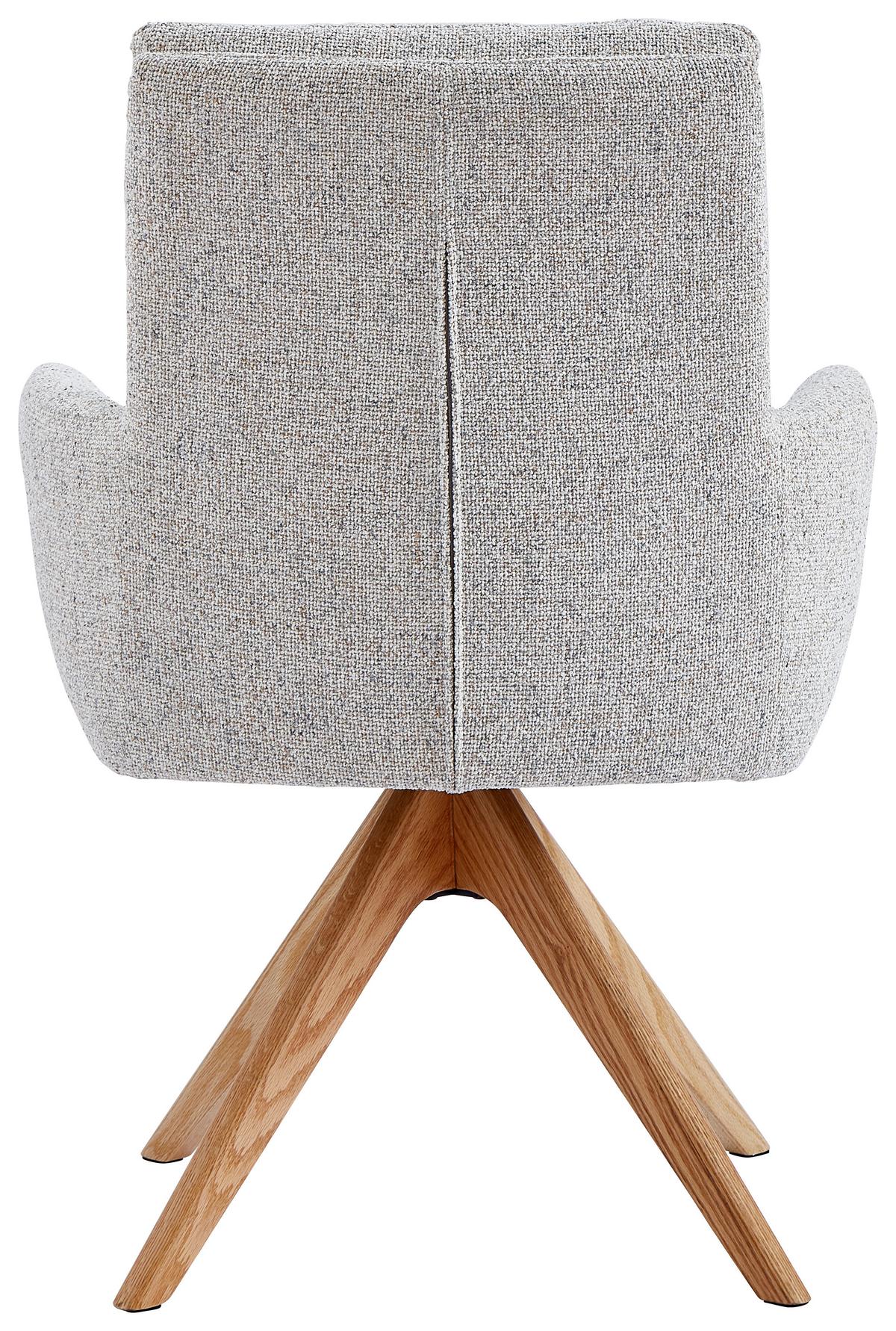 KRZESŁO Z PODŁOKIETNIKAMI MOLLY -EXKLUSIV- - kolor dębowy/beżowy, Design, drewno/tkanina (60,5/88/67cm) - Novel