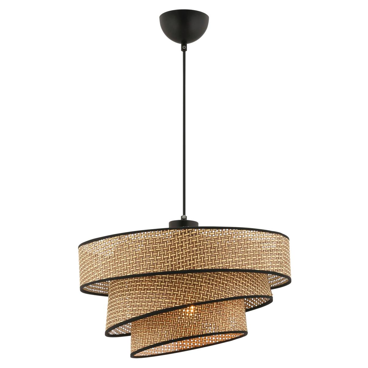 LAMPA WISZĄCA COUPER HAZERAN - BEIGE, BLACK - beżowy/czarny, Design, metal/tkanina (40/72cm) - P & B