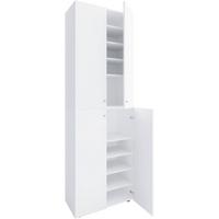 Schuhschrank LONA Weiß ca. 70x220x40cm - Silberfarben/Schwarz, Design, Holzwerkstoff/Kunststoff (70/220/40cm) - MID.YOU