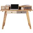 Schreibtisch in Braun/Weiß aus Mangoholz - Schwarz/Braun, Holz/Metall (135/90/55cm) - PREMIUM LIVING