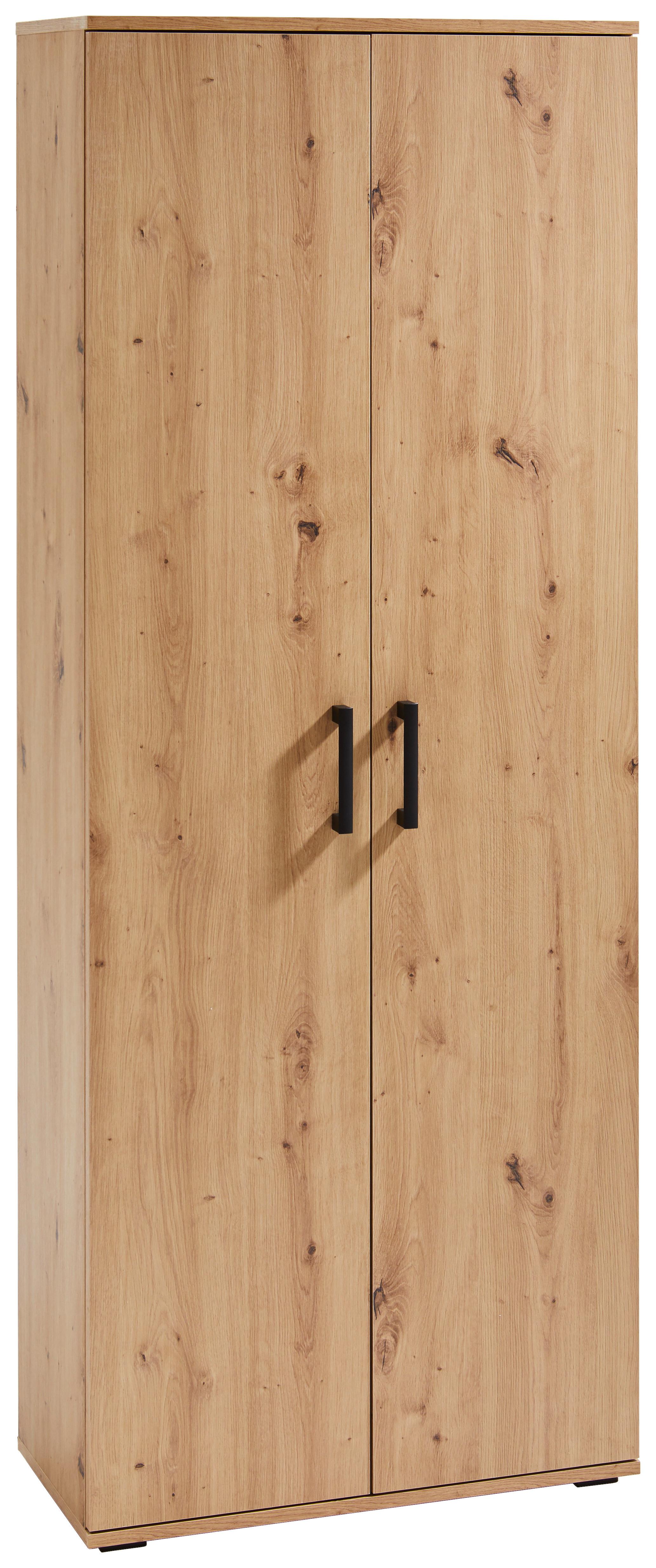 Mehrzweckschrank in Eichefarben - Eichefarben/Schwarz, MODERN, Holzwerkstoff/Kunststoff (70/179/34cm) - Mömax