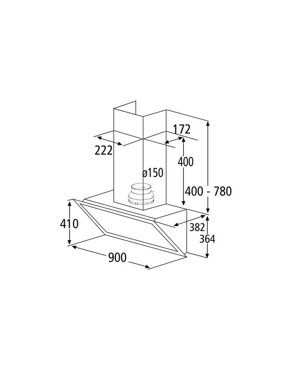 Dunstabzugshaube S33-90A+BTH Schwarz - Schwarz, Trend, Glas/Metall (90/114,4/38,2cm) - PKM