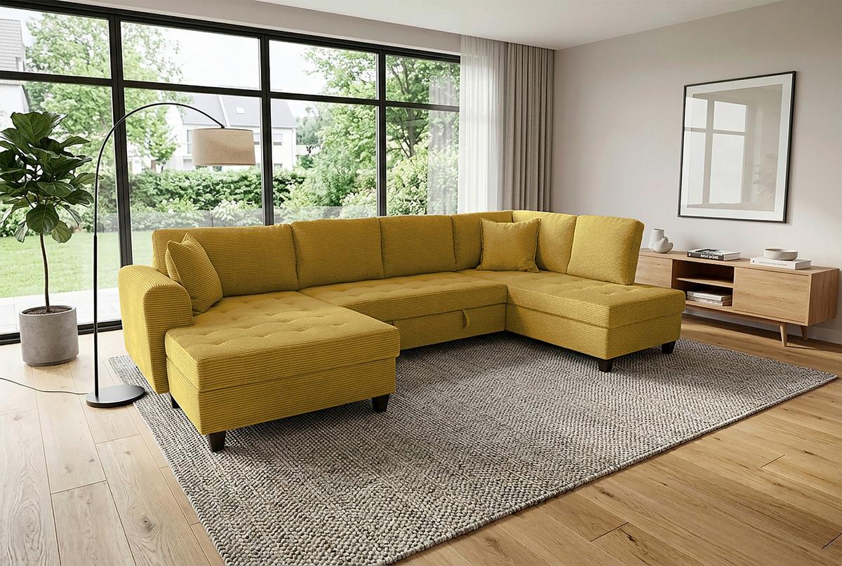 Kutna Garnitura Moritz - boje senfa, Trend, tekstil (155/324/178cm) - Modern Living