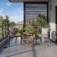 Balkonszett Bardolino - világosszürke/akáciaszínű, Modern, textil/fa - Mömax