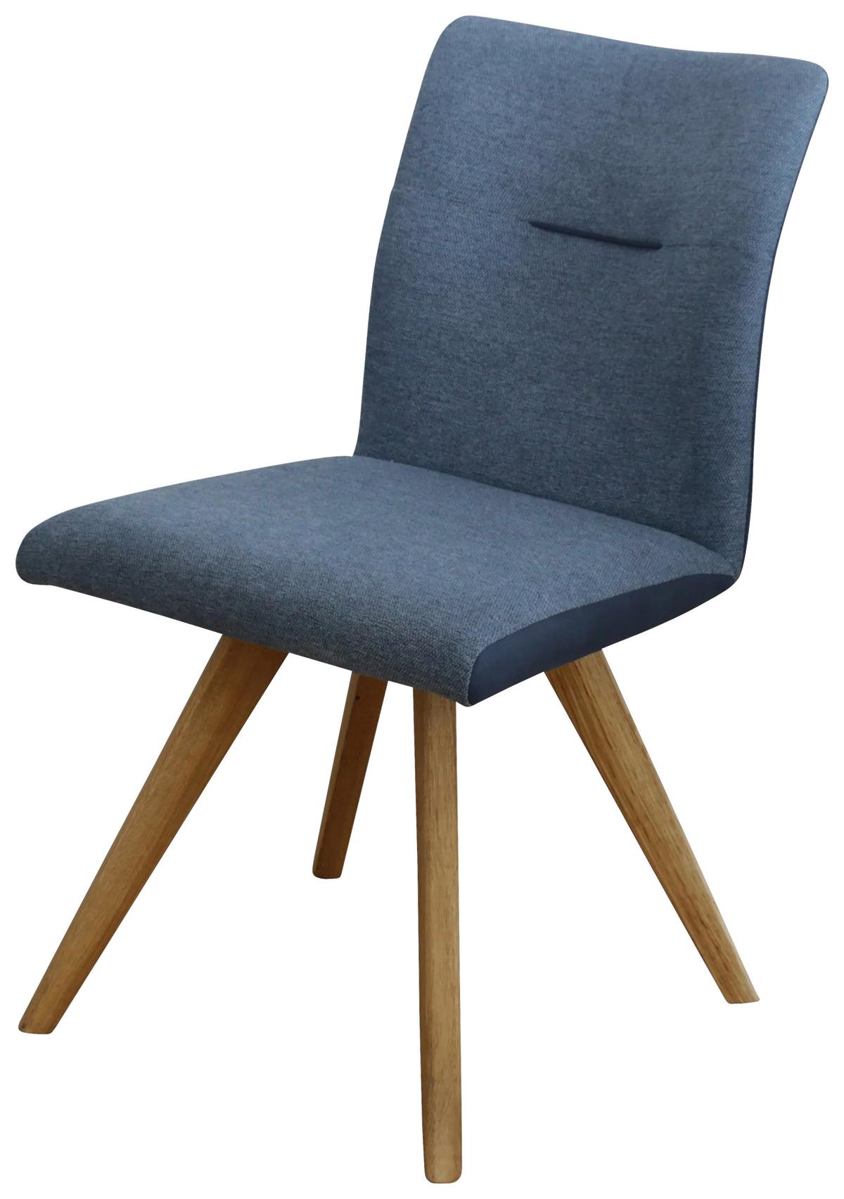 KRZESŁO ROM - kolor dębowy/ciemnoniebieski, Konventionell, drewno/tkanina (51,5/87,5/63cm) - Linea Natura