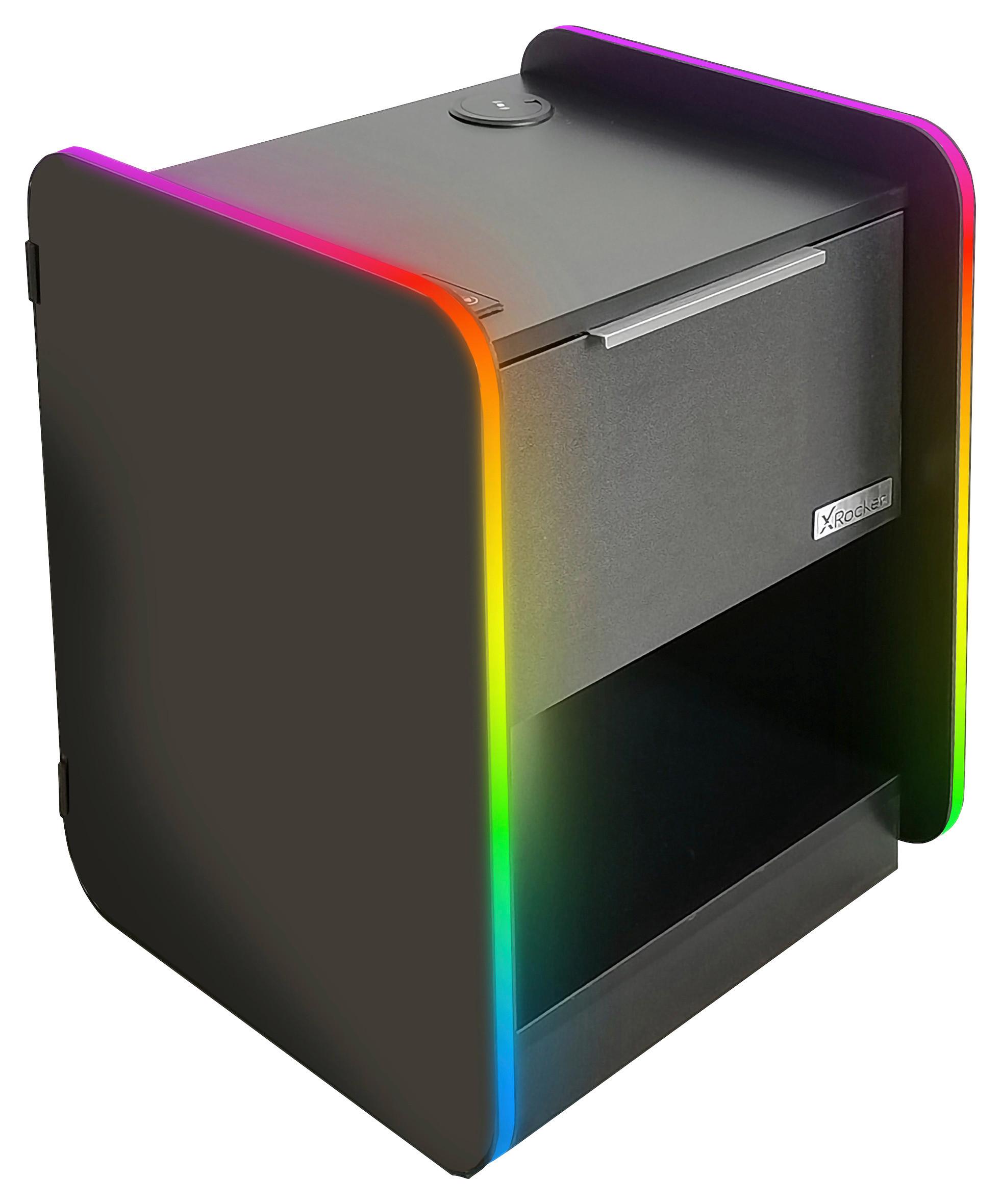 Nachtkästchen Electra ca. 45x55,5x40cm Schwarz mit LED - Grau Hochglanz/Schwarz, MODERN, Holzwerkstoff/Metall (45/55,5/40cm) - X Rocker