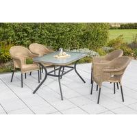 Vrtna Miza Ravenna, 150x85x80cm - barve grafita/naravne barve, Romantika, kovina/steklo (150/85/80cm) - Gardenson