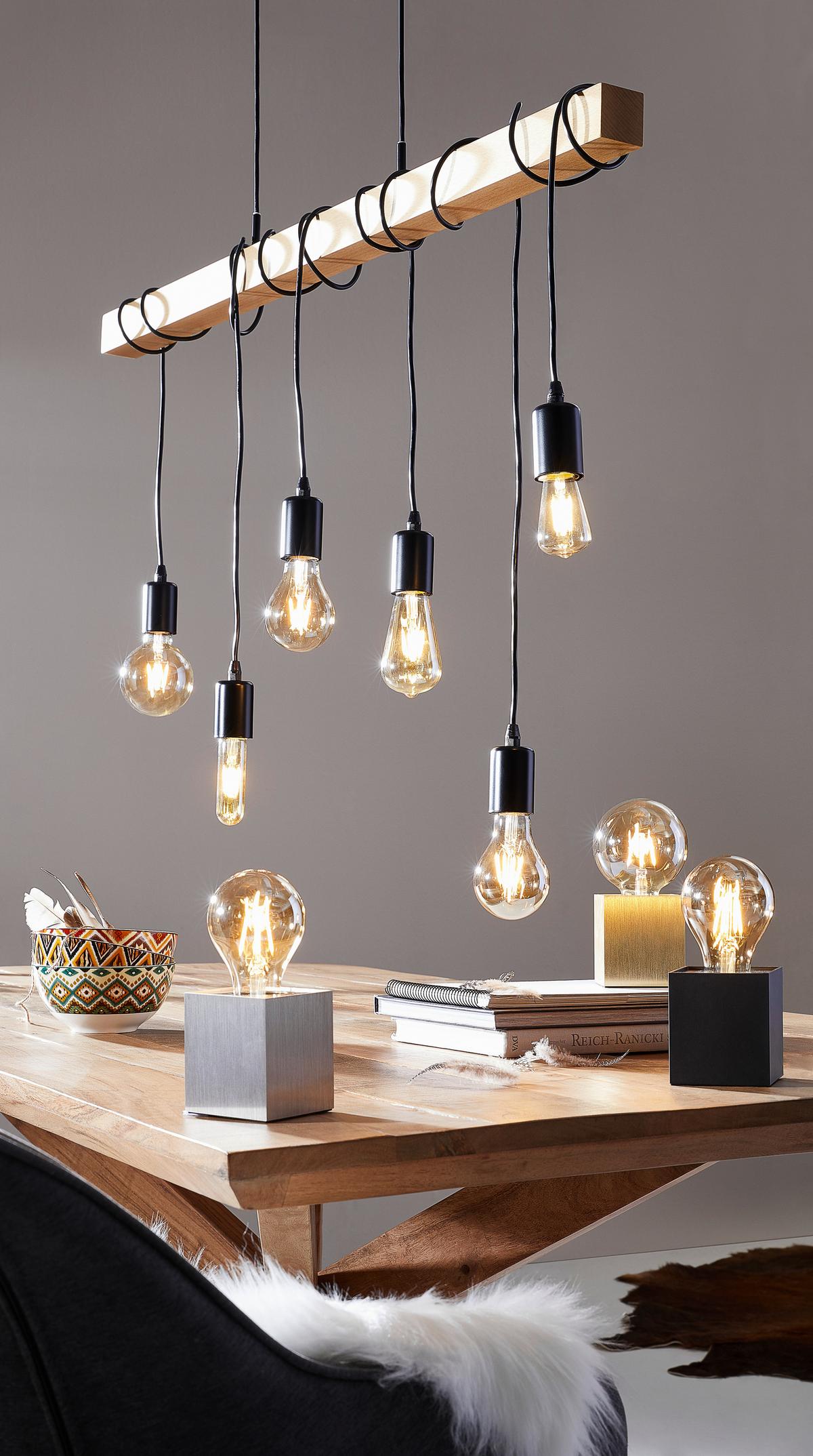 LAMPA WISZĄCA 78845 TOWNSHEND *SBM* - czarny/brązowy, Lifestyle, metal/drewno (100cm) - Marama