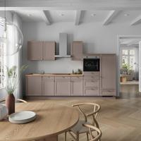 Küchenleerblock Frame Low o. Geräte Beigebraun - Edelstahlfarben/Eichefarben, MODERN, Holzwerkstoff/Metall (330cm) - Nobilia
